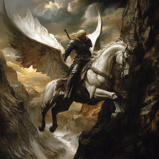 A deity on a pegasus