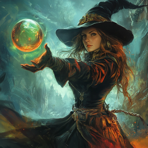 A sorceress with a crystal ball